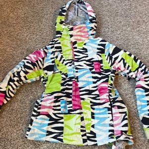 Men’s M grenade multi color/zebra snowboard jacket. Used.